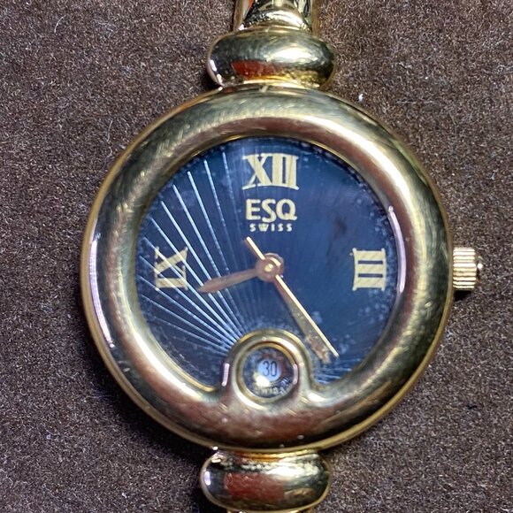 ESQ By Movado Black Dial Gold Tone Ladies Watch - Picture 1 of 5